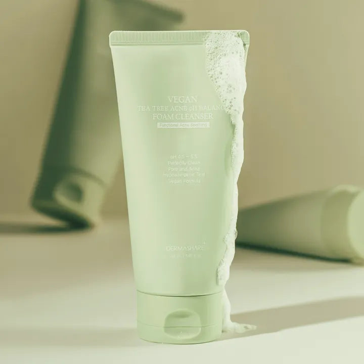Dermashare Vegan choy daraxti akne PH Balans ko'pikni tozalash vositasi 150ml